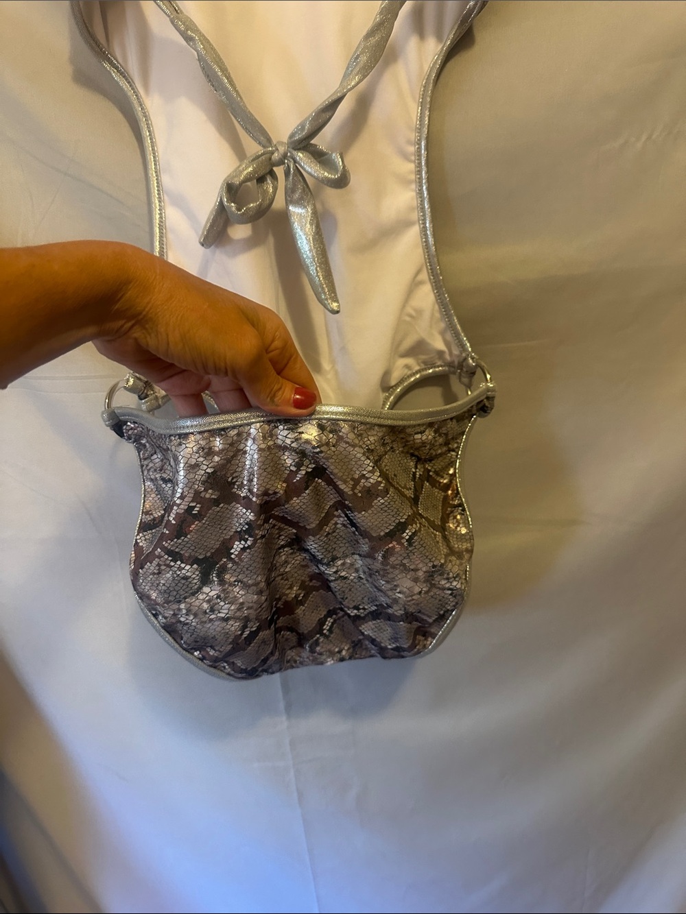 VENUS Metallic Snake Print One-Piece Swimsuit in Brown and Silver - Picture 4 of 5